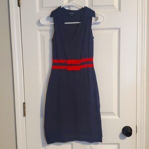 Nanette Lepore Navy Blue Dress w/ Red Bow Trim X-Small